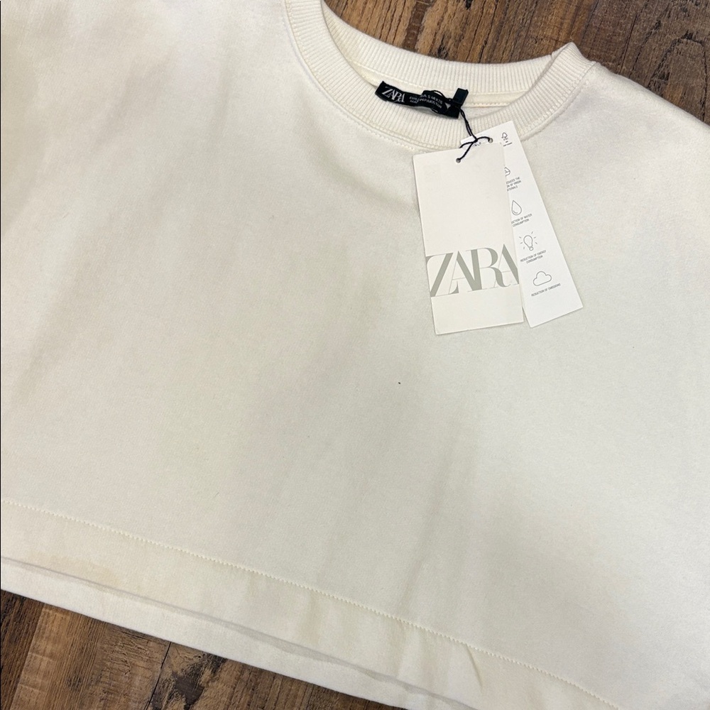 Zara Off-White Cropped Top